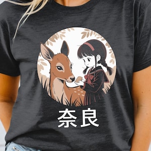 Japan Anime Deer Girl Inspired T-Shirt, Cute Japanese Anime Style Tee, Kawaii Aesthetic Nature Lover Shirt, Japan Travel Souvenir Gift Tee