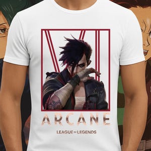 Arcane Vi Graphic T-Shirt, Stylish League Of Legends Inspired Design For Fans Of The Series, Vi Character Design Tee, Vi Fan Art T-Shirt