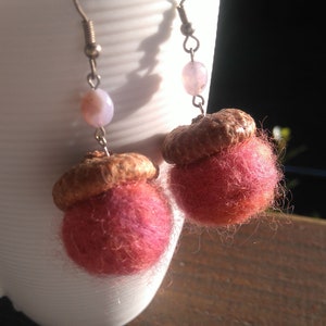 Felted Acorn Earrings image 1