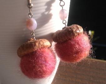 Boucles d'oreilles gland feutrées