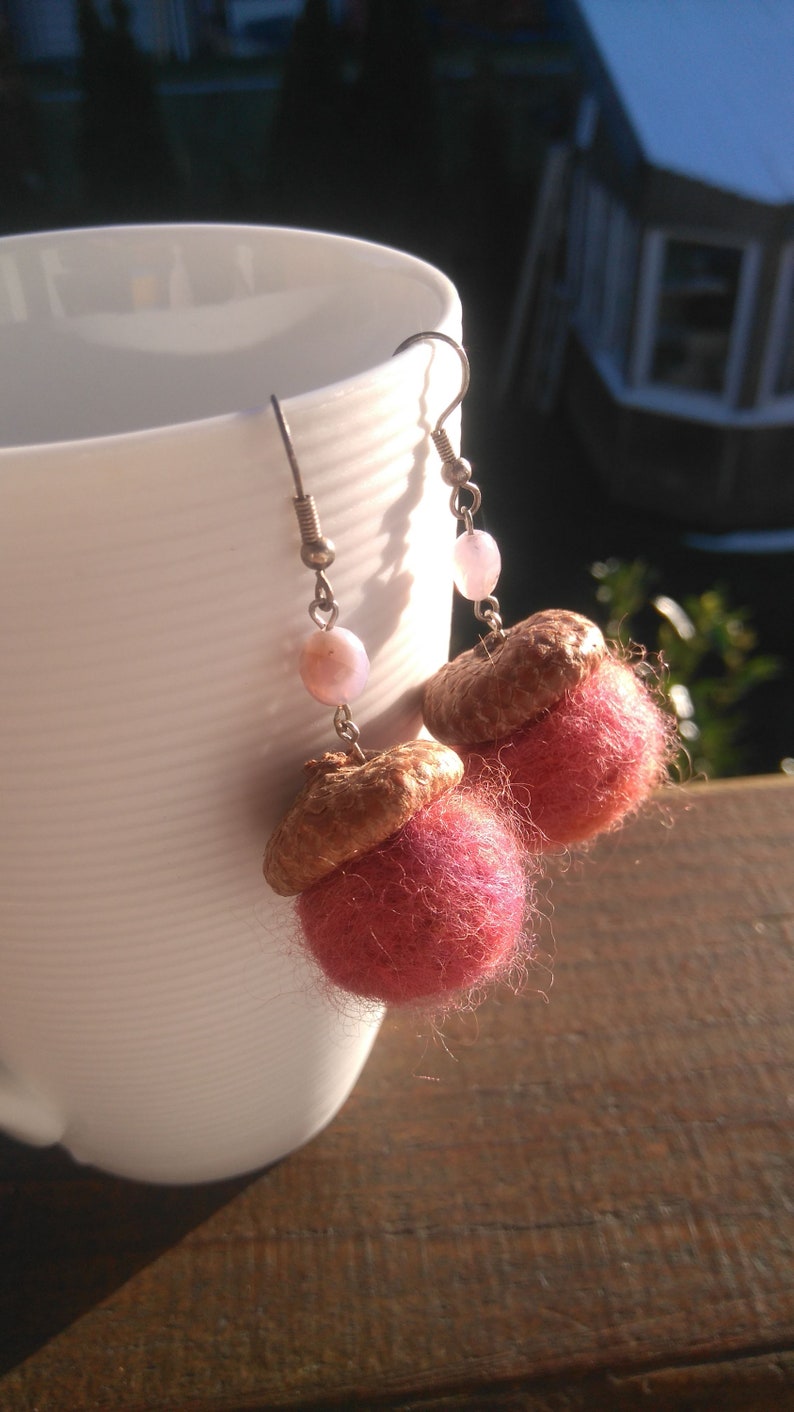 Felted Acorn Earrings image 3