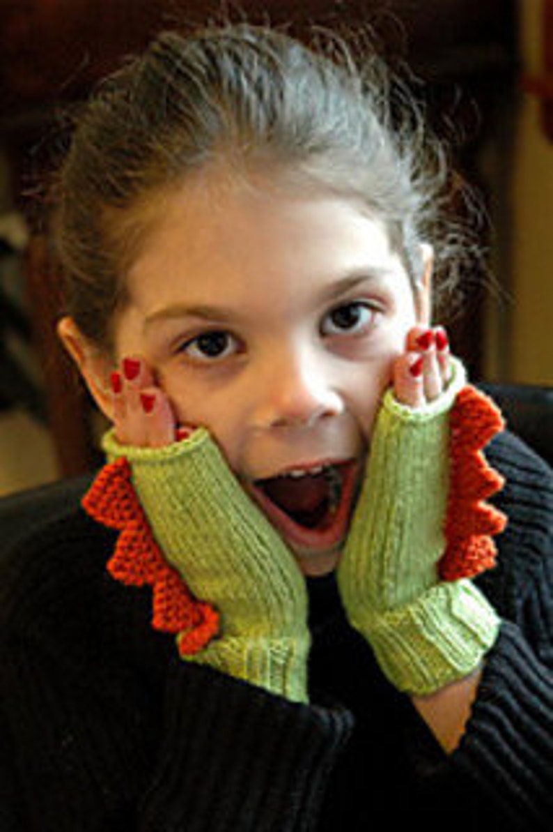 Dino Kids Fingerless Mitts image 1