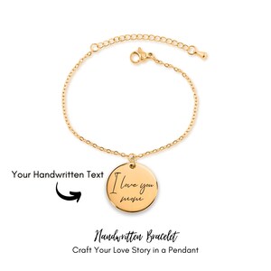 Aangepaste handgeschreven hangerarmband - gepersonaliseerde sieraden cadeau voor moeder, sentimentele Moederdag sieraden, unieke aandenken