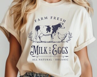 Farm Fresh Graphic T-shirt: Rustik lantlig stil, plaggfärgad komfort