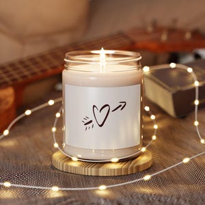 Soy Candle, Heart with Arrow Design - Romantic Home Decor, Valentine&#39;s Day Gift, Aromatherapy Candle, Love Spell Scent, Wedding Favors