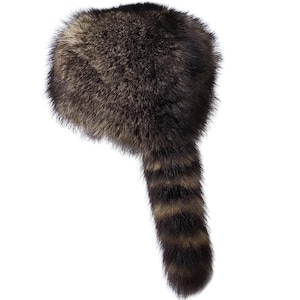 Cappello di procione Davey Crockett, berretto in pelliccia di procione naturale al 100%, realizzato da un&#39;unica pelle. Ottimo regalo di Natale. Realizzato su misura per la tua testa.