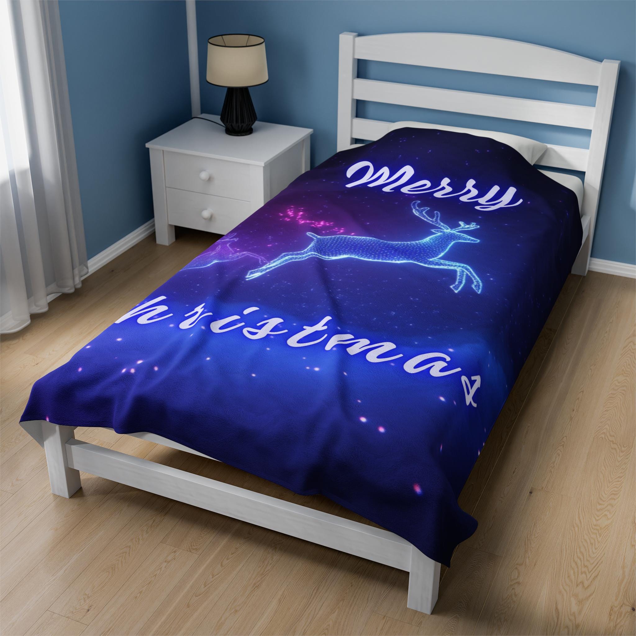 Neon Blue Servant Christmas Blanket