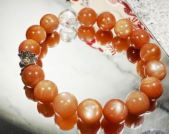 Golden Sunstone Crystal Bracelet Natural Radiance, Energy, Protection Handmade Healing Jewelry