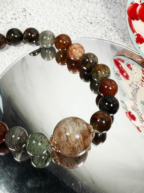 Unique Natural Ghost Phantom Quartz Bracelet – Healing & Positive Energy | Handmade Gemstone Jewelry