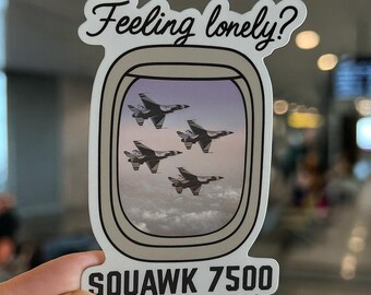 Feeling Lonely? Squawk 7500 Airplane Window Sticker – Funny Aviation Sticker for Pilots, AvGeeks & ATC