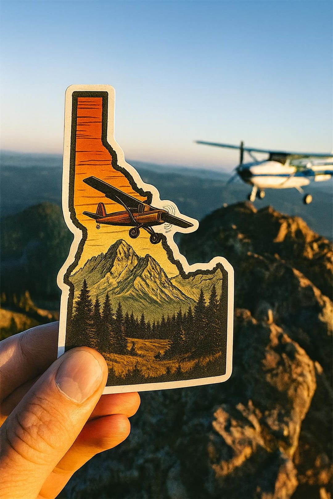 Idaho Bush Plane Vinyl Sticker – Mountain Landscape Outdoor Adventure ...