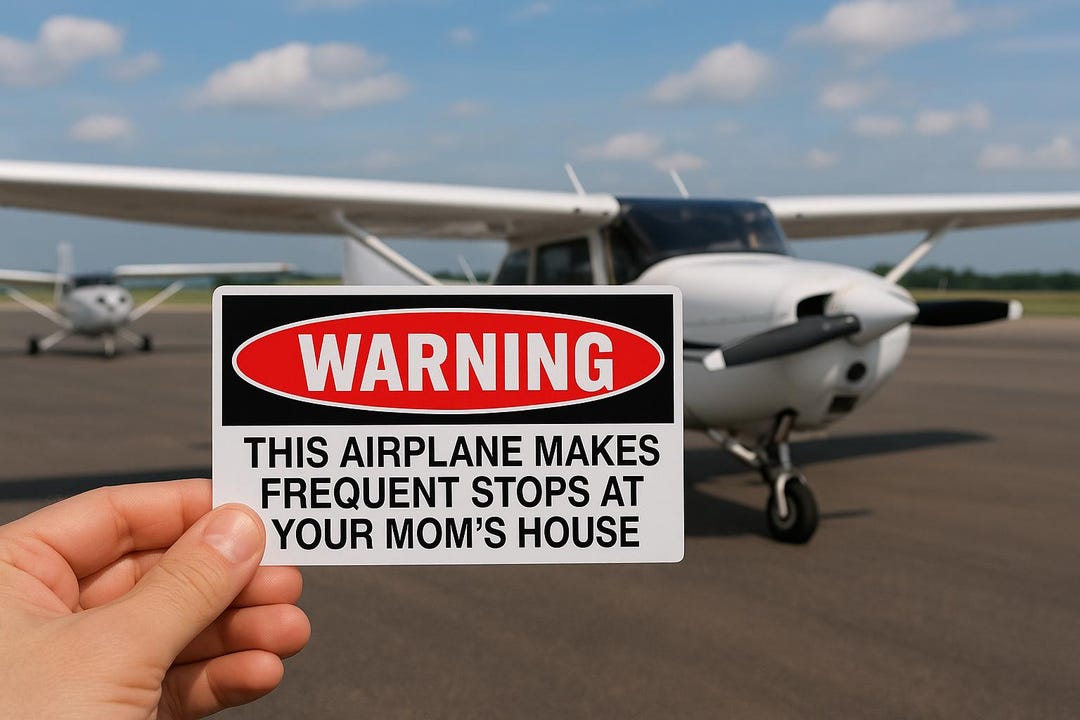 Notyouraverageflight Sticker Funny Aviation Warning Sticker – “this Airplane Makes Frequent Stops at ...