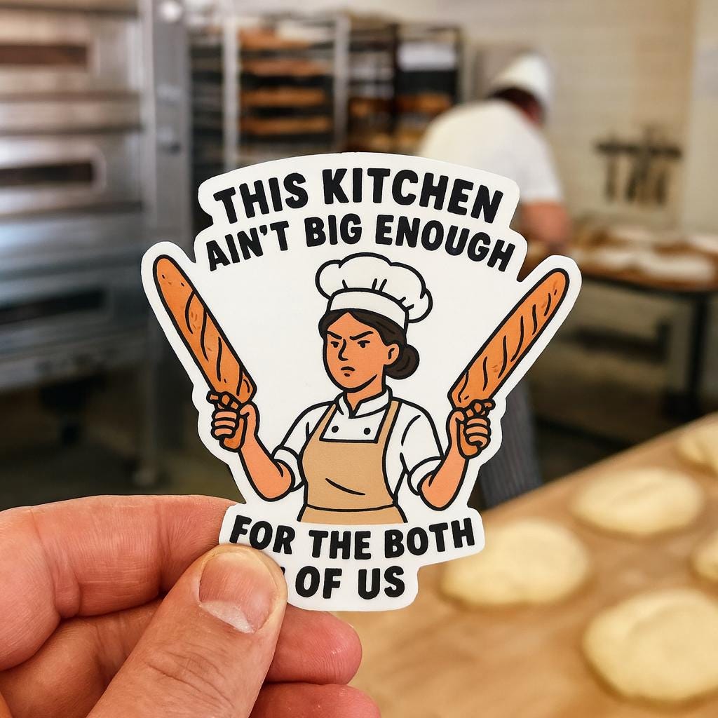 This Kitchen Ain’t Big Enough for the Both of Us Sticker – Funny Baker ...