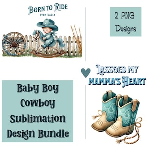 Téléchargement numérique de lot de cow-boy pour bébé - PNG, sublimation, cache-couche, t-shirt, décorations, cow-boy, bébé, rodéo, médias sociaux