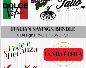 Italian Phrases PNG - 6 Digital Designs (Digital Download)