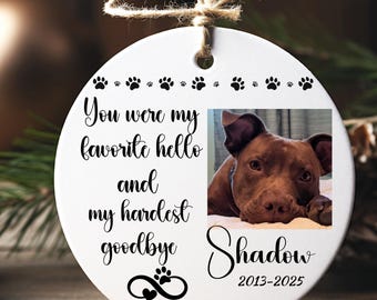 Dog Remembrance Christmas Ornament - Hardest Goodbye - PNG - Pet loss, dog lover, digital download, memory,