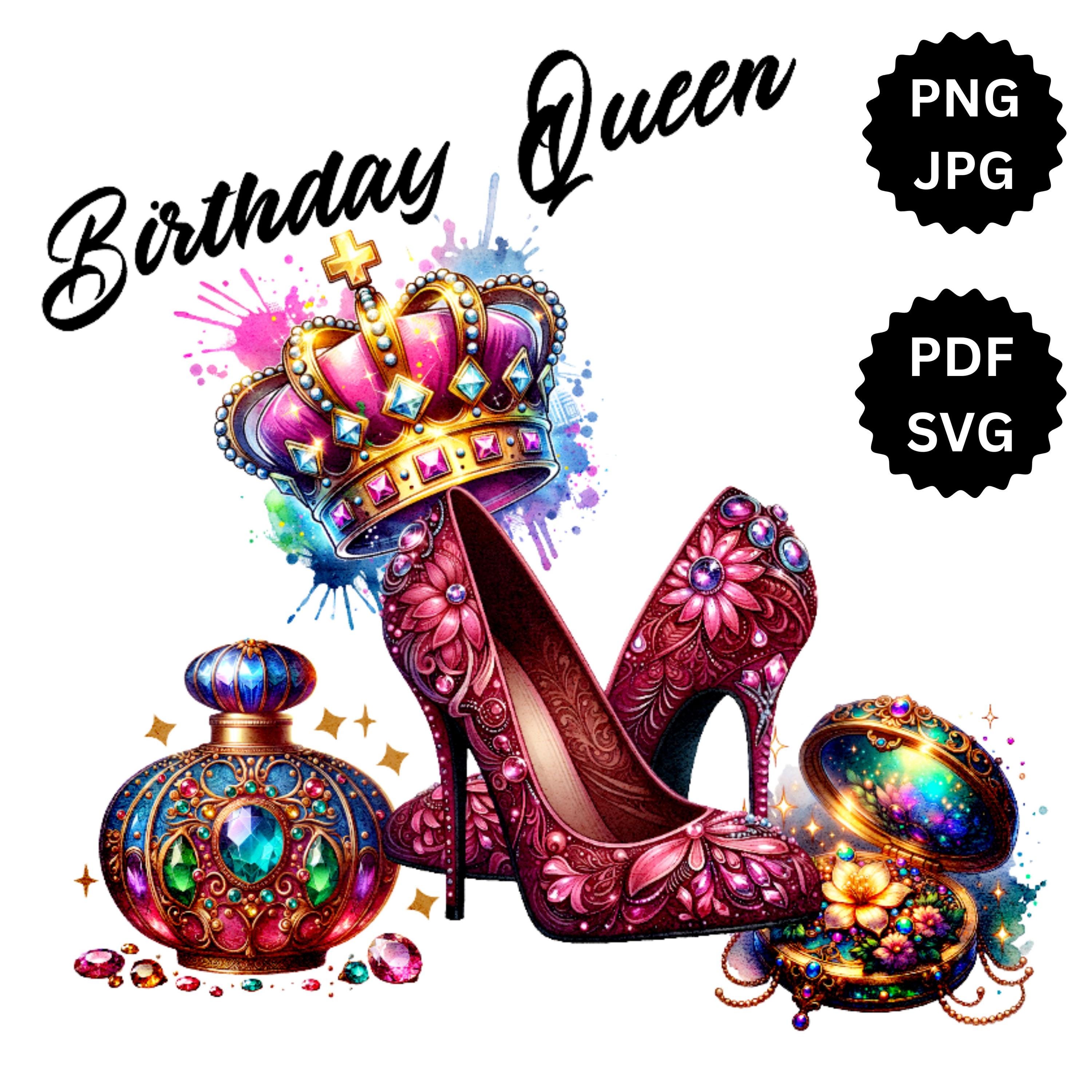 Colorful Jeweled Birthday Queen Bundle Design Digital Download - JPG PNG pdf, svg Birthday, graphic, t-shirt, mugs, totes, poster