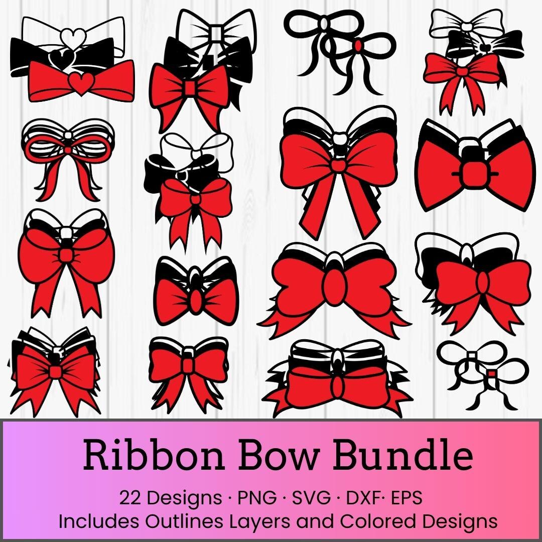 Best Ribbons Dxf Ribbons and Bows SVG Bundle | PNG DXF Svg Eps Files | Outline, Layered ...