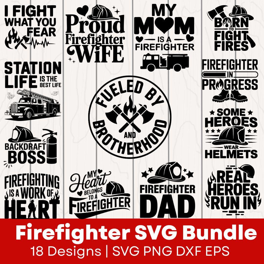 Firefighter SVG Clipart Bundle | Fire Dept Graphics (digital Download ...