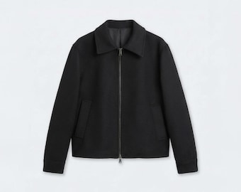 Chaqueta bomber - Abrigo de aviador utilitario de estilo clásico - Bomber minimalista de lana