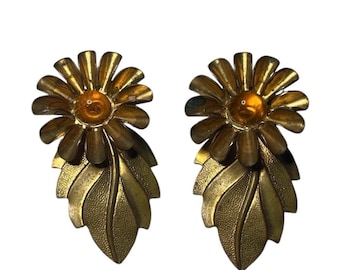 Vintage Schuhclips aus geformtem Glas und Messing