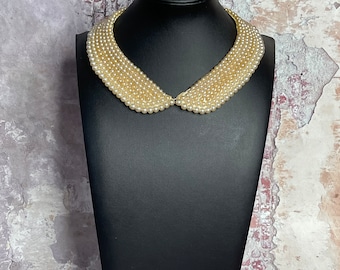 1950er Jahre Abgestufter Faux Champagne Pearl Kragen