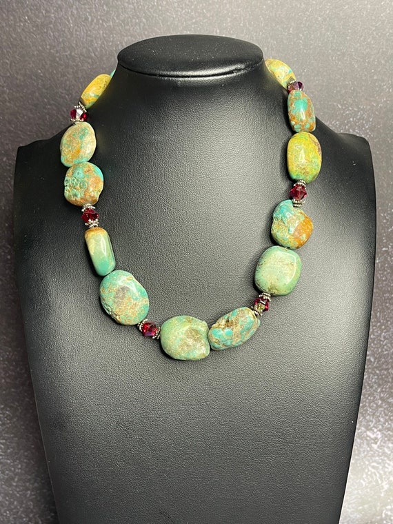 Large Turquoise Chunky Statement Necklace - image 1