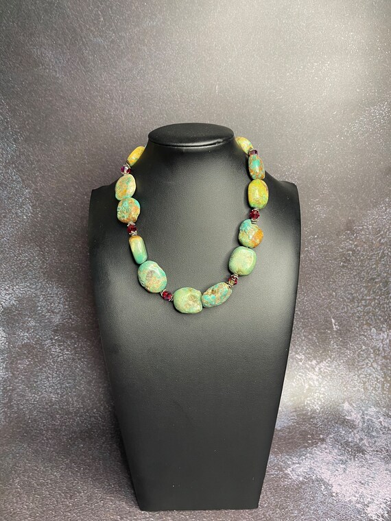 Large Turquoise Chunky Statement Necklace - image 2