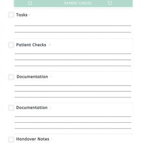 Nursing Shift To Do List Nurse Organization for Shift Work RN LPN PMHNP Rounds and Vital signs Organization