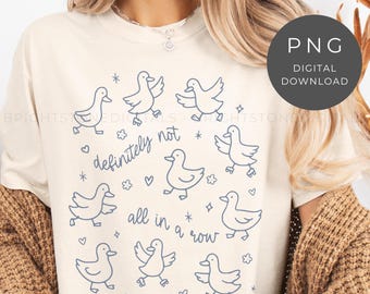 Patos en fila PNG: Diseño divertido de camiseta de patos, descarga digital estilo garabato retro