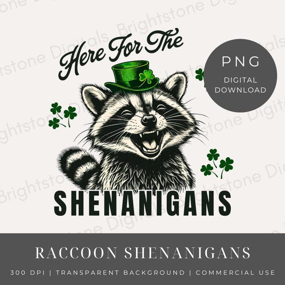 Here For The Shenanigans Leprechaun Raccoon St Patricks Day T-Shirt Here For The Shenanigans Leprechaun Raccoon St Patricks Day T-Shirt