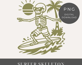 Summerween Summer Vibes Png, Surfer Skeleton Clipart, Skeleton Summer Clip Art, Funny Skeleton Shirt Sublimation Design, Digital Download