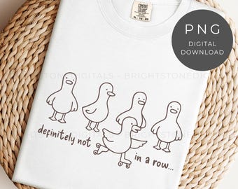 Patos en fila PNG: Diseño divertido de camiseta de patos, descarga digital estilo garabato retro