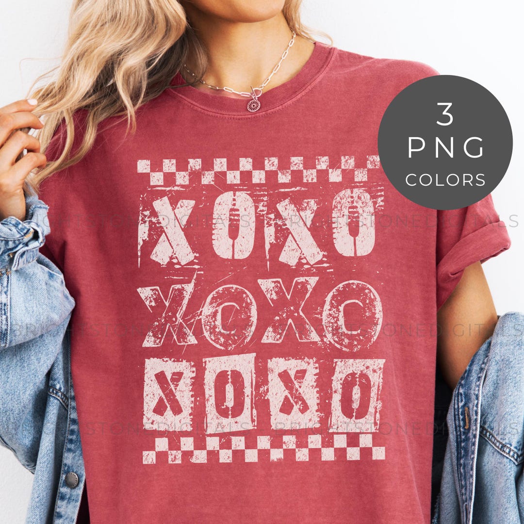 Grunge XOXO Valentine Png: Checkered Distressed Valentines Png Shirt ...