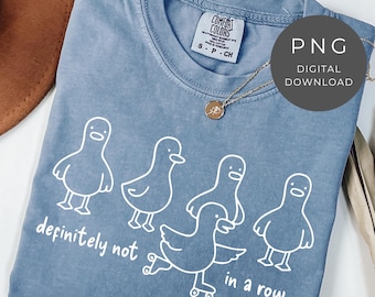 Patos en fila PNG: Diseño divertido de camiseta de patos, descarga digital estilo garabato retro
