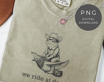 Weird Frog Cowboy PNG: Vintage Unhinged Frog Shirt Design, Retro Quirky Frog Aesthetic, Funny Pigeon Digital Download