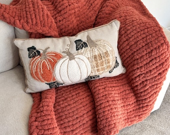 Manta de punto grueso tamaño THROW: Chenilla, hecha a mano, hecha por encargo, manta suave y acogedora.