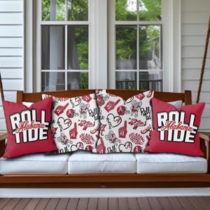 Alabama OUTDOOR Pillows, Crimson Tide Decor, University of Alabama Patio Decor