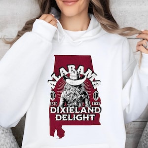 Alabama Hoodie, Dixieland Delight Sweatshirt, Gifts for Bama Fans, Roll Tide Shirt