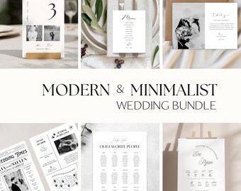Modern Minimalist Wedding Template Bundle: Editable DIY Signage (Instant Download)