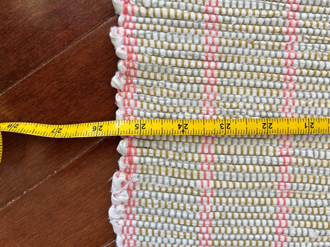Gray Pink Rag Rug Handwoven Rag Rug: Pink, Mustard & Grey Cotton, White Weft - Etsy