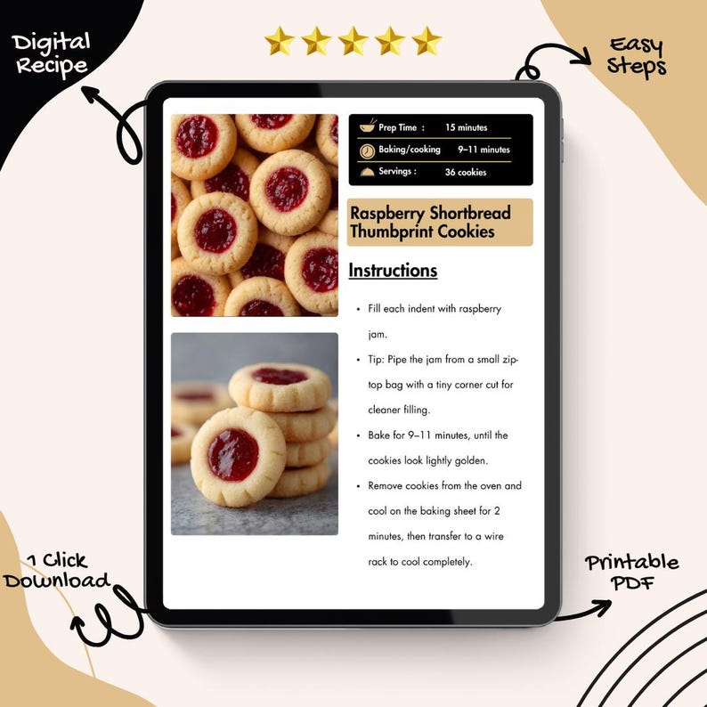 Best Recipe of Raspberry Shortbread Thumbprint Cookies Digital PDF ...