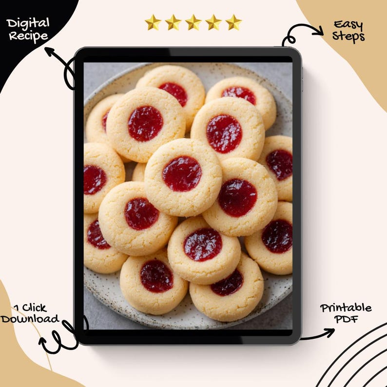 Best Recipe of Raspberry Shortbread Thumbprint Cookies Digital PDF ...