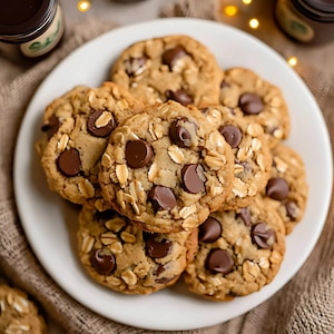 Best Easy Christmas Homemade Peanut Butter Oatmeal Chocolate Chip Cookies Recipe PDF