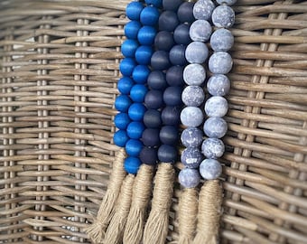 Wood Bead Garland - Farmhouse Beads - Strand - Tassles - Rustic - Country Chic