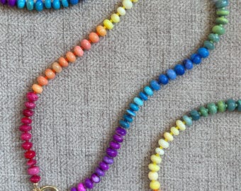 Opal Beaded Necklace – Rainbow Candy Style, Natural Gemstone Jewelry