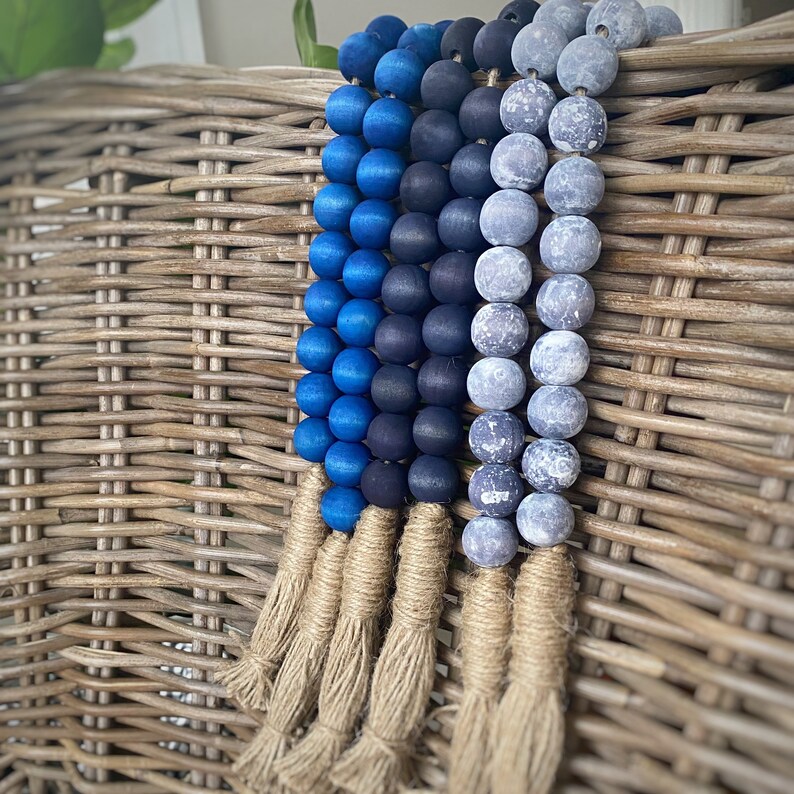 House Beads Wood Bead Garland Farmhouse Beads Strand Etsy