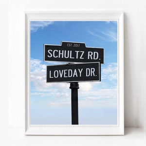 結婚式の交差点の愛の道路標識結婚記念日カップルの写真パーソナライズされた道路標識