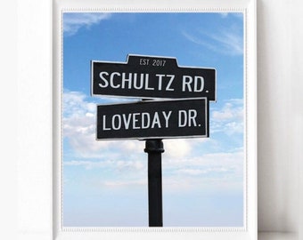 Wedding Intersection Love Road Sign Wedding Anniversary Couples Photography Personalized Street Sign