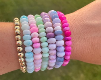 Opal Bead Stretchy Bracelet: Rainbow Candy Necklace Style